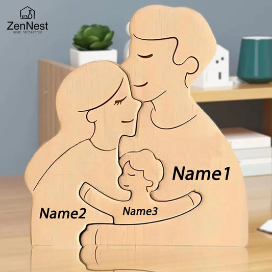 Puzzle Famille personnalisable bois 3 personnes